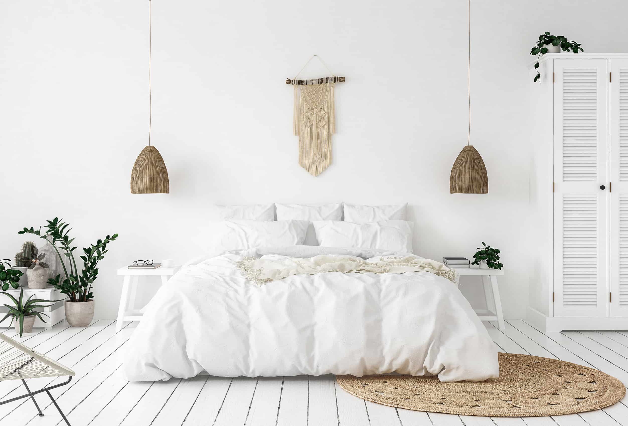 open-bedroom-bohemian-white-bed-sheets